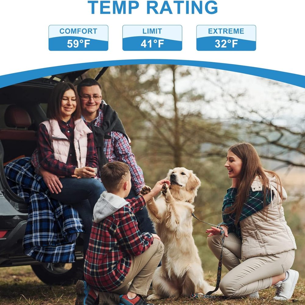 AGEMORE Cotton Flannel Double Sleeping Bag for Camping, Backpacking Or Hiking. Queen Size 2 Person Waterproof Sleeping Bag for Adults Or Teens. Lightweight with Compression Sack - Image 2
