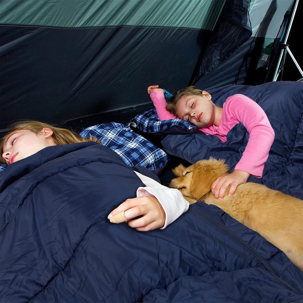 AGEMORE Cotton Flannel Double Sleeping Bag for Camping, Backpacking Or Hiking. Queen Size 2 Person Waterproof Sleeping Bag for Adults Or Teens. Lightweight with Compression Sack - Image 8