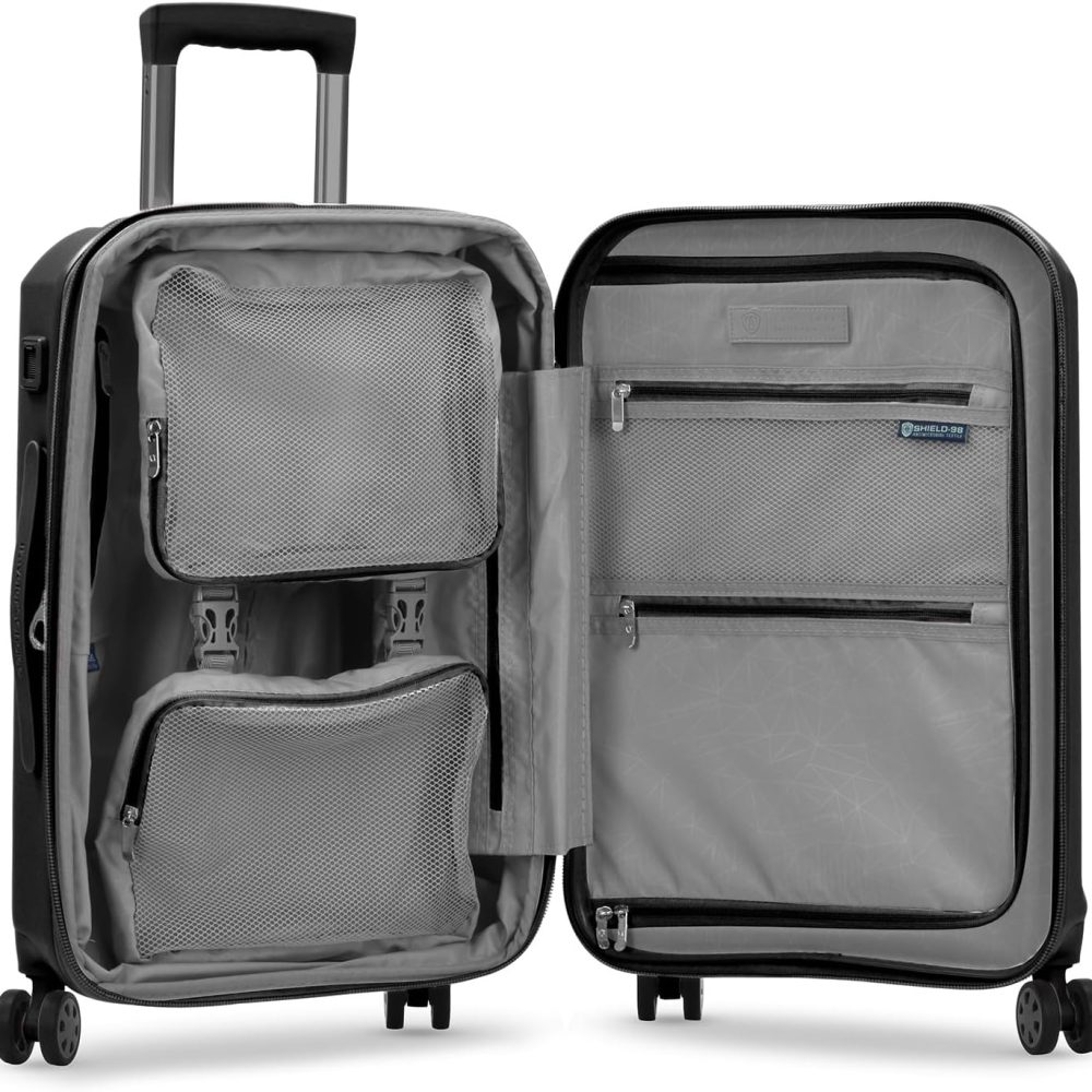 Traveler's Choice Pagosa Indestructible Hardshell Expandable Spinner Luggage, Black, Carry-on - Image 4